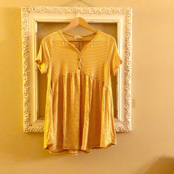 Tops - Mustard striped tunic shirt